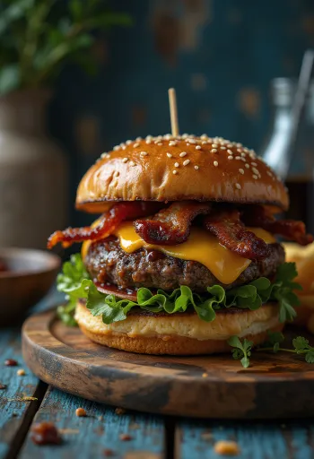 Smokey hamburger met cheddar en spek