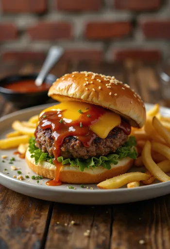 Honing BBQ burger geserveerd