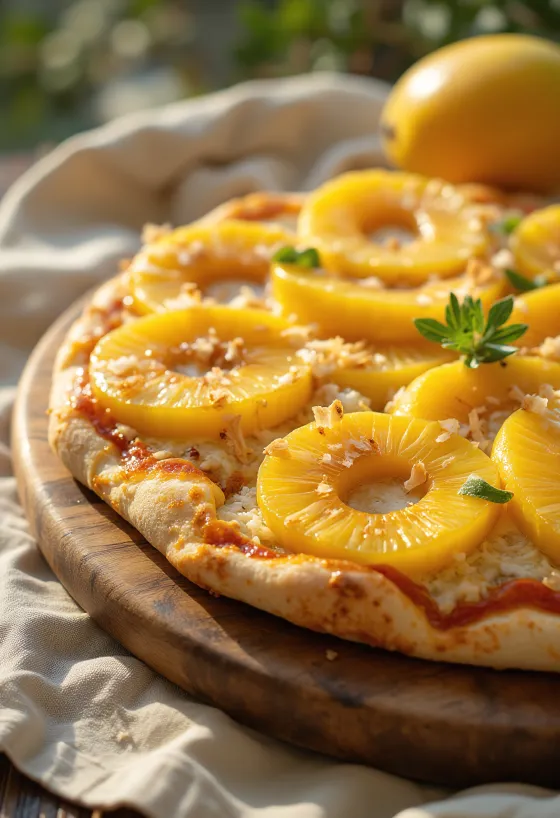 Pizza ai Frutti Tropicali met tropisch fruit en ricotta